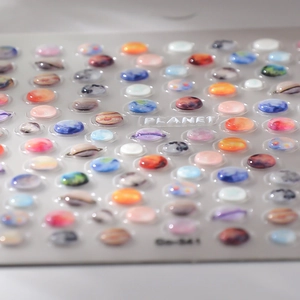 3D 8D Jelly Planeten Nagelaufkleber mit glänzend geprägten Sonnensystem-Motiven