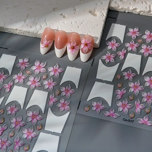 5D Relief Nail Art Stickers Embossed Flowers Gold Gilding Waterproof Jelly Texture French Style For Women Manicure