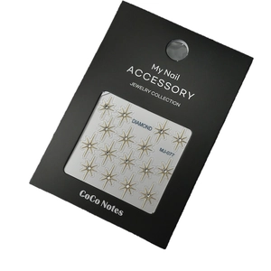 Golden diamond star nail art stickers set with twenty 3D sparkling octagonal gems