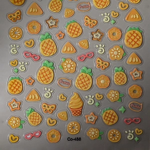 3D jelly pineapple nail stickers with vibrant fruit patterns for DIY nail art and decor