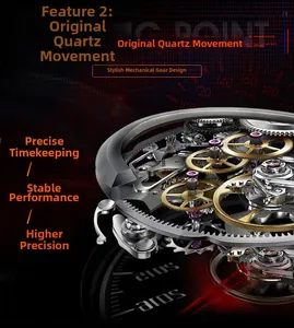 Detailed close-up of quartz movement with metal gears and high-precision components