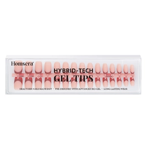 Französische Press-on-Nägel in Rosa und Braun mit Hybrid-Tech Bio-Gel Material