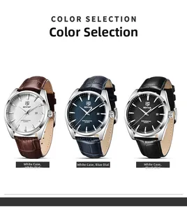 Trois montres à quartz pour hommes avec bracelets en cuir gaufré et étanchéité de 50M