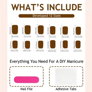 Guide des tailles de faux ongles de Noël avec 12 dimensions, lime et autocollants