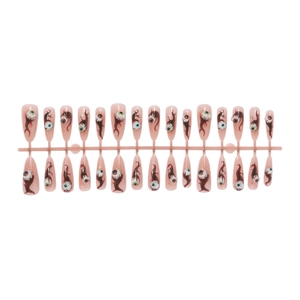 Halloween long stiletto false nails featuring 3D eyeball designs and realistic blood veins