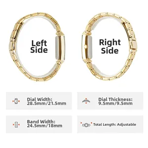 Detailed side view of square gold watches showing case thickness and crown design