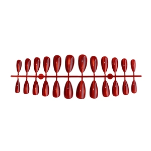 Rote Katzenaugen-Drucknägel im Mandel-Stil Set für winterliches Nageldesign