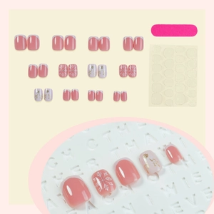Winter Christmas press-on nails set with snowflake designs and French tips 24pcs kit