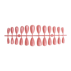 Pink cat eye press-on nails almond shape with glitter shimmer finish 24pcs set