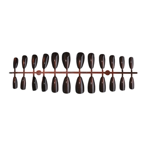24er-Set Karamell-Bernstein-Katzenaugen-Kunstnägel in mittellanger ovaler Form