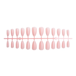 24pcs almond nude pink press-on nails with silver glitter french tips set on rack