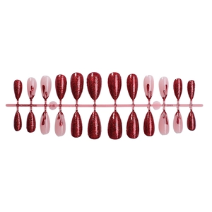 Halloween almond blood drip stiletto press-on nails with red glitter french art design