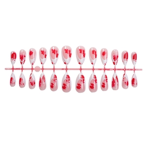 Halloween almond false nails with blood red splatter design on 24pcs display set