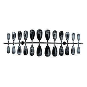 Halloween almond press-on nails set featuring black spider webs and bats silhouettes