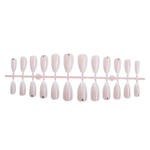 Nude pink gradient almond press on nails with rhinestones set of 24 pieces