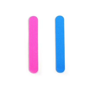 Double-sided emery board nail files in pink and blue for manicures and pedicures