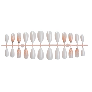 24pcs almond press-on nails with french leaf patterns, pink gradients and silver glitters