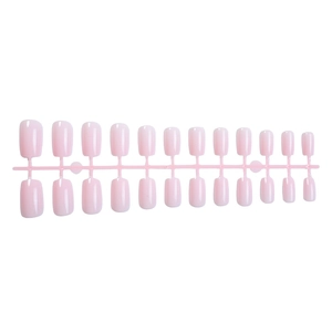 Kit de 24 faux ongles rose clair brillant sur support pour manucure DIY facile