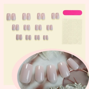 24 unghie finte rosa nude con lima e adesivi biadesivi in forma quadrata-rotonda