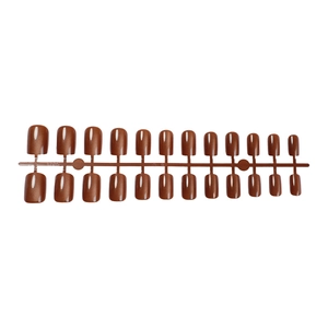 Short square brown cat-eye press-on nails set with gradient shimmer finish