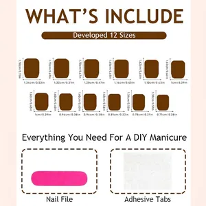 Size guide for cat eye press-on nails set including 12 sizes with nail file and glue tabs