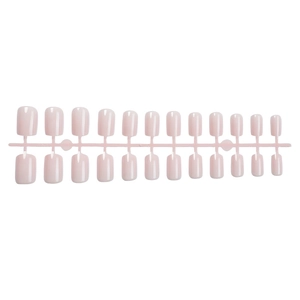 Glossy pale pink short square-oval press-on nails set with 24 pieces in various sizes