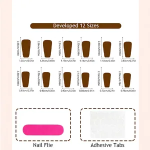 Tableau des tailles de faux ongles floraux en 12 tailles avec lime et autocollants