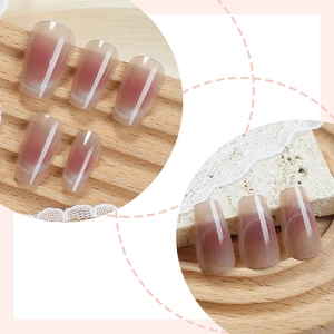 Pink cat eye press-on nails in gradient long coffin shape with high glossy magnetic finish