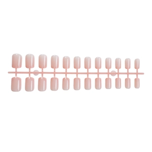 Pink French square press-on nails with semi-transparent jelly texture, 24 pieces set