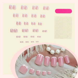 Classic French pink and white square press-on nail kit with 24 tips and tools