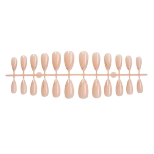 Almond nude press-on nails set with elegant silver glitter waves and 24 pieces