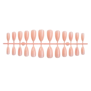 24pcs set of glossy nude pink almond-shaped press-on nails in various sizes