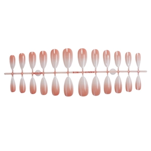 Pink gradient cat-eye almond press-on nails 24pcs set with pearlescent finish