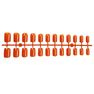 Unghie finte corte quadrate arancione lucido, set da 24 pezzi per manicure donna