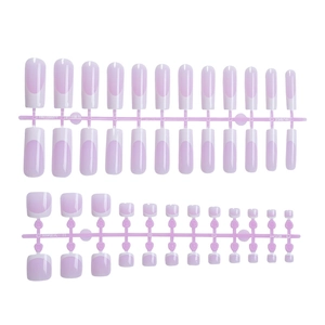 French tip press-on nails set for fingers and toes in pink and white with frame