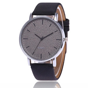 Montre À Quartz Pour Hommes Cadran Givré Minimaliste Bracelet En Similicuir Boîtier En Alliage Montre Analogique