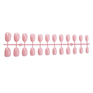 Short oval press-on nails set in soft nude pink finish with 24 pieces on display