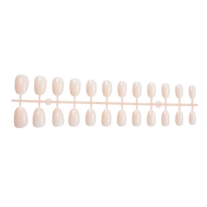 Short oval marble press-on nails in nude pink finish, 24 pieces set for women
