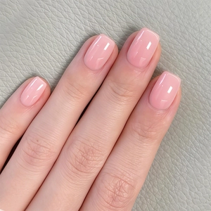 Ongles À Presser Rose Nude Courts Carrés Faux Ongles Brillants Texture Jelly Amovibles Manucure DIY Pour Femmes Style Français