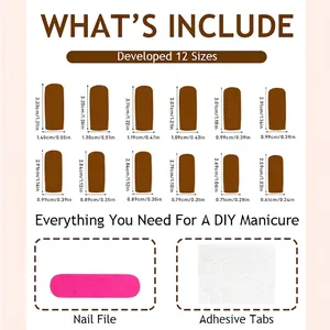 Size guide for champagne cat eye press-on nails with leopard print and nail tool kit