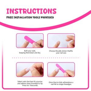Instruction guide for applying French style press-on nails with tool kit tutorial