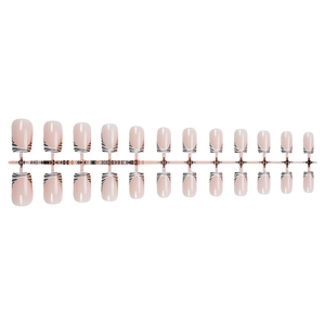 French leopard print square press-on nails with 24 pieces in nude and black zebra style