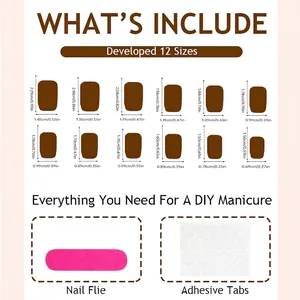 Press on nails kit featuring 12 sizes of long French style tips with file and glue tabs