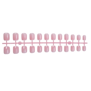 Short square press-on nails 24pcs set with nude pink base and white French tips