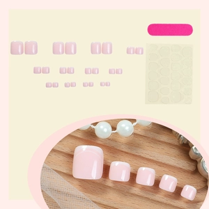 Set unghie piedi French rosa con 24 pezzi, colla gelatinosa e kit lima per unghie