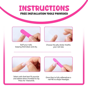 Guide d'application étape par étape pour faux ongles avec lime et autocollants