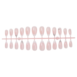 24pcs French almond fake nails set with white tips, silver glitter, and rhinestone accents