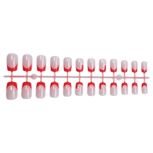 Französisches Press-on-Nagelset mit rotem Weihnachtsmützen-Stil und weißen Punkten