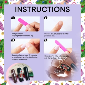 Step-by-step instructions for Christmas gingerbread man press-on nails with jelly glue