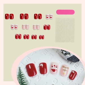 3D Weihnachtsmann und Herz geprägtes Weihnachts-Nagelset zum Aufkleben mit Maniküre-Tools